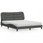 Preview: ARDEBO.de - Bett mit Matratze Dunkelgrau 160x200 cm Stoff