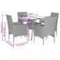 Preview: 5-tlg. Garten-Essgruppe mit Kissen Braun Poly Rattan Glas