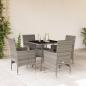 Preview: ARDEBO.de - 5-tlg. Garten-Essgruppe mit Kissen Grau Poly Rattan und Glas