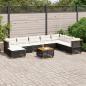 Preview: ARDEBO.de - 9-tlg. Garten-Sofagarnitur mit Kissen Schwarz Poly Rattan