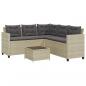 Preview: Gartensofa in L-Form mit Tisch und Kissen Hellgrau Poly Rattan