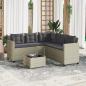 Preview: Gartensofa in L-Form mit Tisch und Kissen Hellgrau Poly Rattan