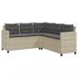 Preview: Gartensofa in L-Form mit Tisch und Kissen Hellgrau Poly Rattan