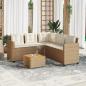 Preview: Gartensofa in L-Form mit Tisch und Kissen Beige Poly Rattan