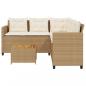 Preview: Gartensofa in L-Form mit Tisch und Kissen Beige Poly Rattan