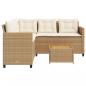 Preview: Gartensofa in L-Form mit Tisch und Kissen Beige Poly Rattan