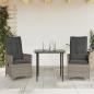 Preview: Gartensessel mit Kissen 2 Stk. Verstellbar Grau Poly Rattan