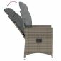 Preview: Gartensessel mit Kissen 2 Stk. Verstellbar Grau Poly Rattan