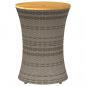 Preview: Garten-Beistelltisch Trommelform Grau Poly Rattan & Massivholz