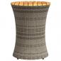 Preview: Garten-Beistelltisch Trommelform Grau Poly Rattan & Massivholz