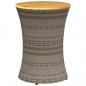 Preview: Garten-Beistelltisch Trommelform Grau Poly Rattan & Massivholz