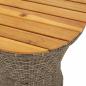 Preview: Garten-Beistelltisch Trommelform Grau Poly Rattan & Massivholz