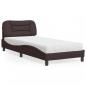 Preview: ARDEBO.de - Bett mit Matratze Dunkelbraun 90x200 cm Stoff