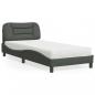 Preview: ARDEBO.de - Bett mit Matratze Dunkelgrau 90x190 cm Stoff