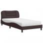 Preview: ARDEBO.de - Bett mit Matratze Dunkelbraun 100x200 cm Stoff