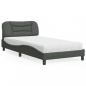 Preview: ARDEBO.de - Bett mit Matratze Dunkelgrau 100x200 cm Stoff