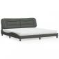 Preview: ARDEBO.de - Bett mit Matratze Dunkelgrau 200x200 cm Stoff