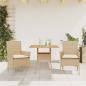 Preview: ARDEBO.de - 3-tlg. Garten-Essgruppe mit Kissen Beige Poly Rattan Akazie