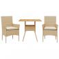 Preview: 3-tlg. Garten-Essgruppe mit Kissen Beige Poly Rattan Akazie