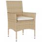 Preview: 3-tlg. Garten-Essgruppe mit Kissen Beige Poly Rattan Akazie