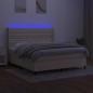 Preview: Boxspringbett mit Matratze & LED Creme 180x200 cm Stoff