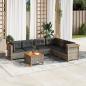 Preview: ARDEBO.de - 7-tlg. Garten-Sofagarnitur mit Kissen Grau Poly Rattan