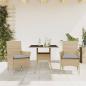 Preview: ARDEBO.de - 3-tlg. Garten-Essgruppe mit Kissen Beige Poly Rattan und Glas