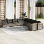 Preview: ARDEBO.de - 10-tlg. Garten-Sofagarnitur mit Kissen Grau Poly Rattan