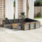 Preview: ARDEBO.de - 11-tlg. Garten-Sofagarnitur mit Kissen Grau Poly Rattan