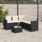 Preview: Gartensofa in L-Form mit Tisch und Kissen Schwarz Poly Rattan