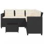 Preview: Gartensofa in L-Form mit Tisch und Kissen Schwarz Poly Rattan