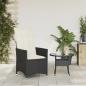 Preview: Gartensessel Verstellbar mit Kissen Schwarz Poly Rattan