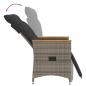 Preview: Gartensessel Verstellbar mit Kissen Grau Poly Rattan