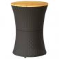 Preview: Garten-Beistelltisch Trommelform Schwarz Poly Rattan Massivholz