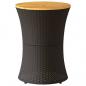 Preview: Garten-Beistelltisch Trommelform Schwarz Poly Rattan Massivholz