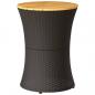 Preview: Garten-Beistelltisch Trommelform Schwarz Poly Rattan Massivholz