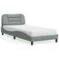 Preview: ARDEBO.de - Bett mit Matratze Hellgrau 80x200 cm Stoff