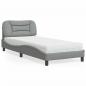 Preview: ARDEBO.de - Bett mit Matratze Hellgrau 90x190 cm Stoff