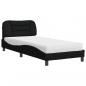 Preview: ARDEBO.de - Bett mit Matratze Schwarz 90x200 cm Stoff