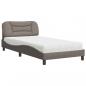 Preview: ARDEBO.de - Bett mit Matratze Taupe 100x200 cm Stoff