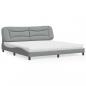 Preview: ARDEBO.de - Bett mit Matratze Hellgrau 200x200 cm Stoff