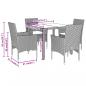 Preview: 5-tlg. Garten-Essgruppe mit Kissen Hellgrau Poly Rattan Glas