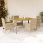 Preview: ARDEBO.de - 5-tlg. Garten-Essgruppe mit Kissen Beige Poly Rattan Akazie