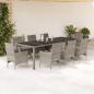 Preview: ARDEBO.de - 9-tlg. Garten-Essgruppe mit Kissen Grau Poly Rattan und Glas