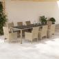 Preview: ARDEBO.de - 9-tlg. Garten-Essgruppe mit Kissen Beige Poly Rattan Glas