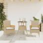 Preview: ARDEBO.de - 3-tlg. Garten-Essgruppe mit Kissen Beige Poly Rattan und Glas