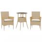 Preview: 3-tlg. Garten-Essgruppe mit Kissen Beige Poly Rattan und Glas