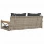 Preview: Hängebank mit Kissen Grau 109x62x40 cm Poly Rattan