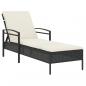 Preview: Sonnenliege mit Auflage Schwarz 63x200x81 cm Poly Rattan