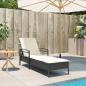 Preview: Sonnenliege mit Auflage Schwarz 63x200x81 cm Poly Rattan